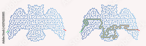 Foto ntricate maze designs with paths, highlighting creativity and strategy