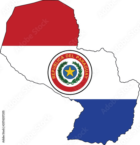 Map of paraguay with official coat of arms flag design paraguay national sovereignty territory