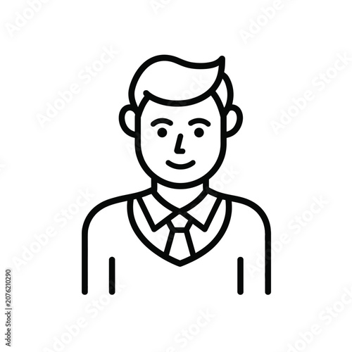 Man In Suit Icon Line Art Style Portrait