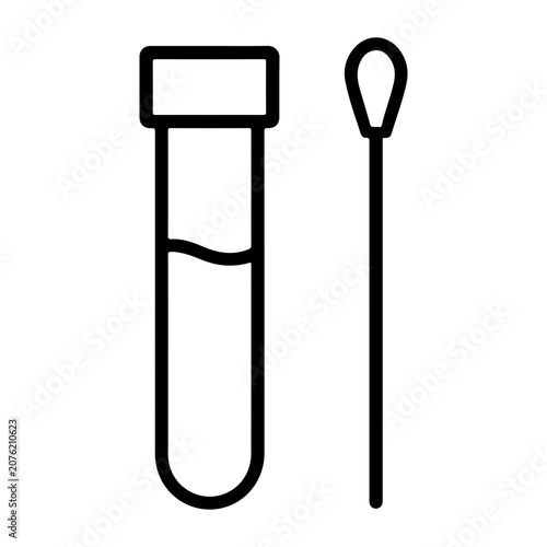 Minimalist Test Tube and Swab Icon for Medical Sample Collection