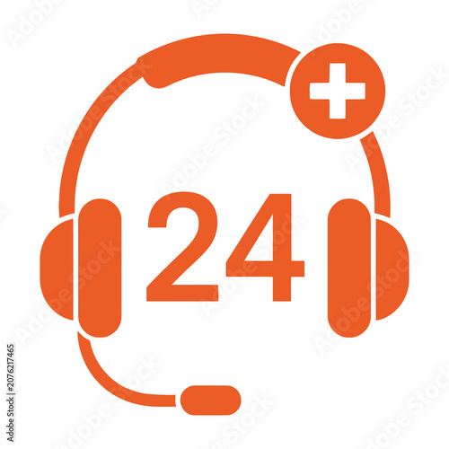 24 hour customer support hotline headset icon