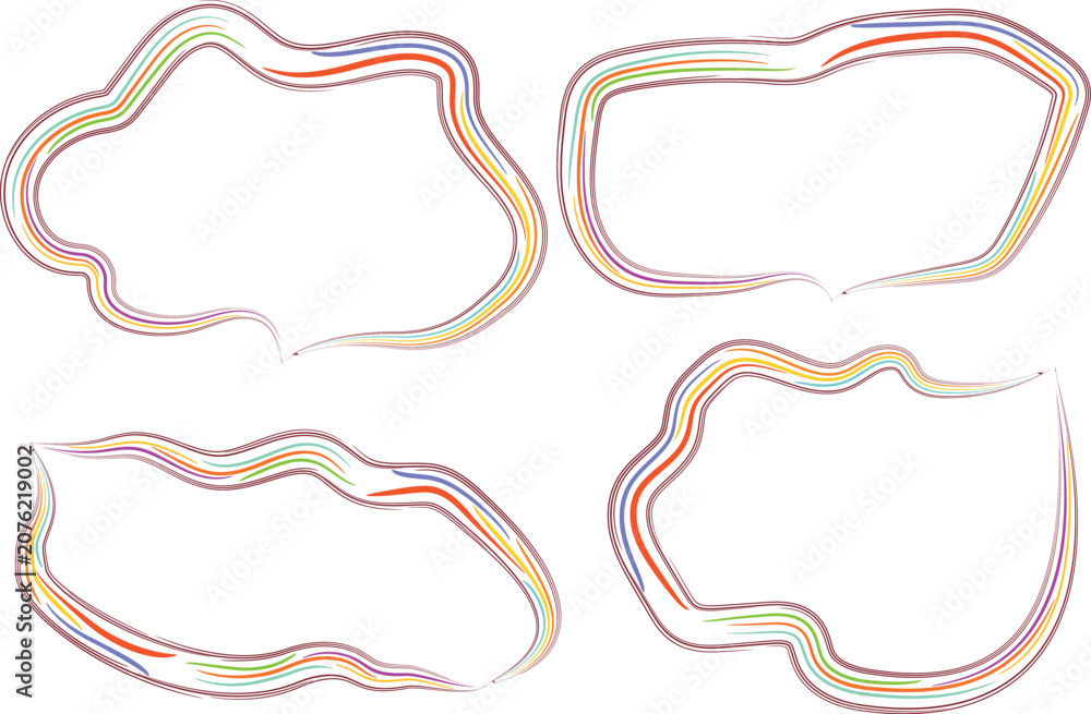 Fototapeta premium multicolor speech bubbles hand drawn creative abstract shapes