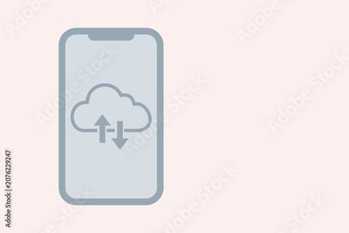 Mobile Cloud Sync And Backup Concept On Smartphone Screen With Upload And Download Icons