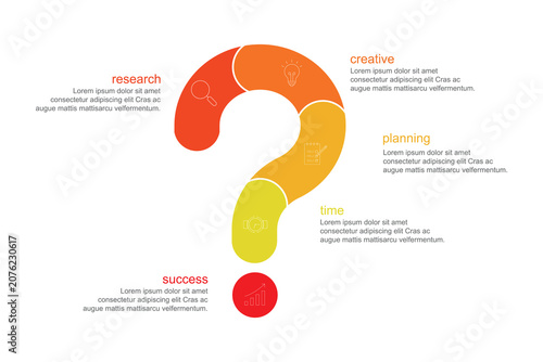 Question mark Infographic template for business, education, web design, banners, brochures, flyers, diagram, workflow, timeline. Vector illustration. 