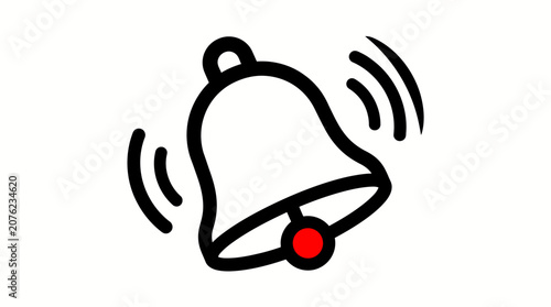 Foto A simple line drawing of a ringing bell.
