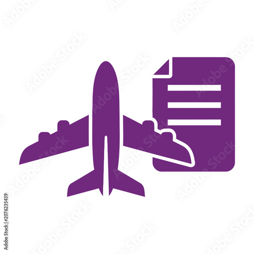 Airplane travel document icon