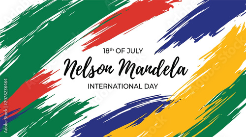 Cuadro en lienzo Nelson mandela international day celebration with colorful brush strokes
