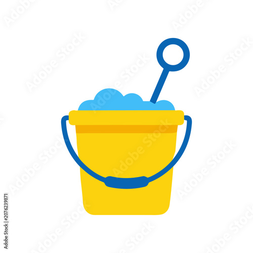 Tableau sur toile Yellow bucket with blue soap.