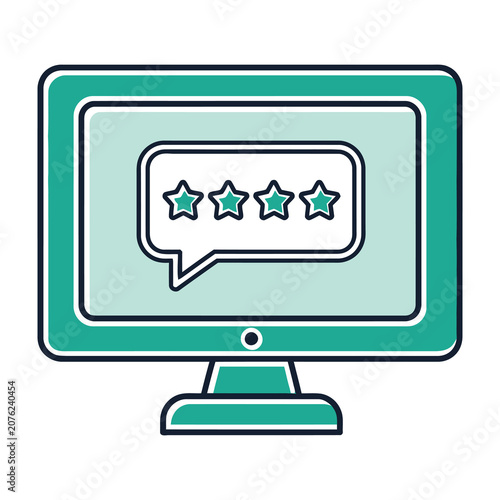 Computer monitor with 3 star rating on screen