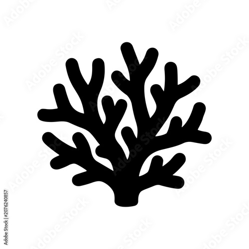 Quadro su tela Black Coral Reef Silhouette Ocean.
