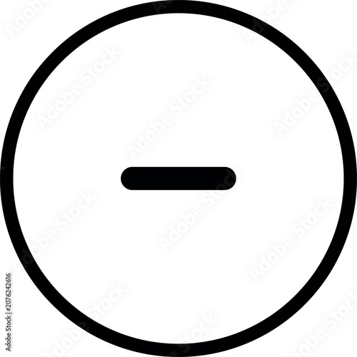 Bild auf Leinwand Minus Circle Line Icon, Outline Zoom Out Button and Flat Remove Negative Mathema