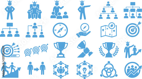 Photos Blue business and success icon set vector illustration