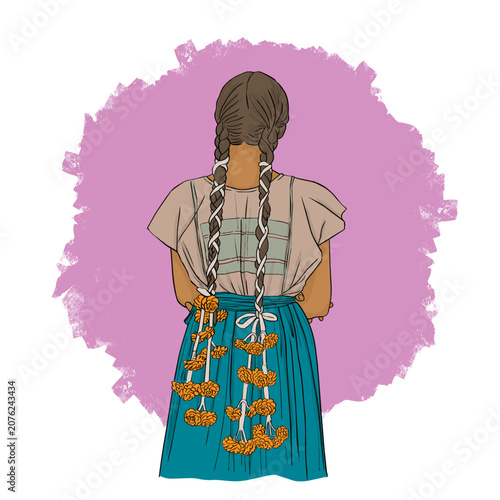 Indigenous people from Mexico or Guatemala wearing the traditional attire of their culture.