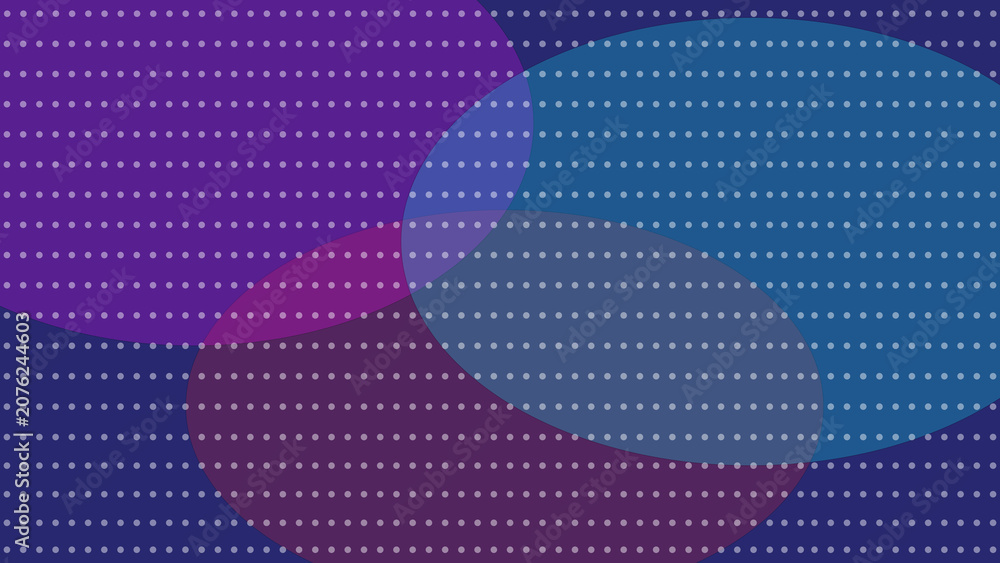 Fototapeta premium Purple Blue Overlapping Ellipses Abstract Polka Dot Dark Background.