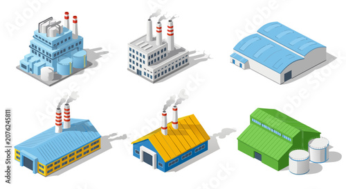Set of industrial building vector illustration design showing factory architecture elements for maps and city development 17
