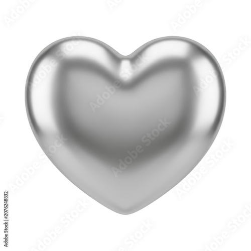 Silver Metallic Heart Isolated PNG Image with Transparent Background