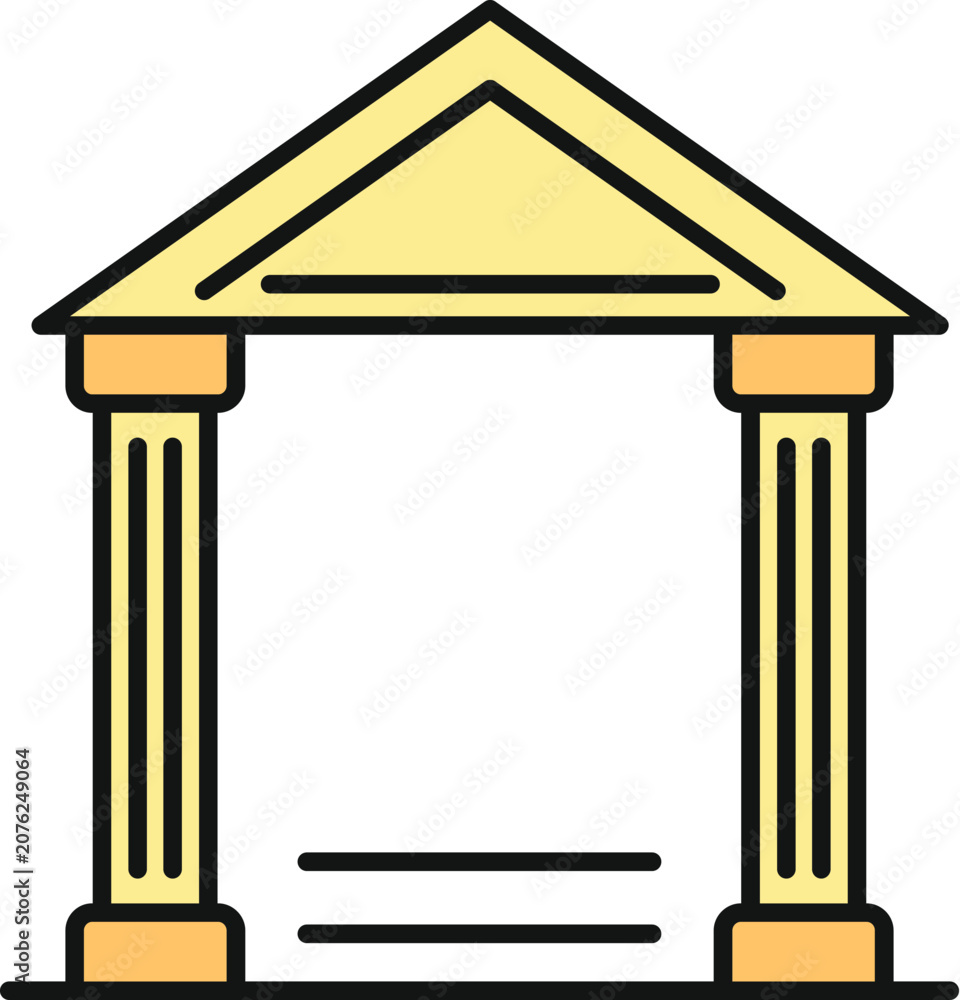 Naklejka premium Classical architecture with columns forming a facade, representing institutions like banks or courthouses