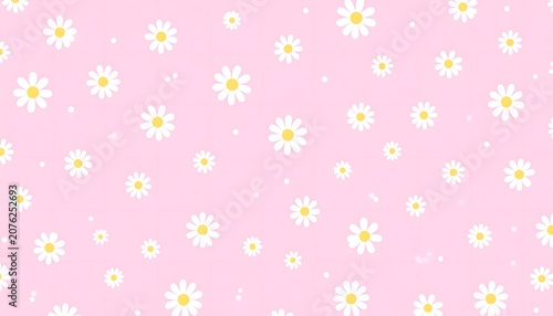 Seamless pattern with white daisies on a pink background