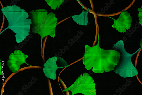 vine leaves in a light show in Milan