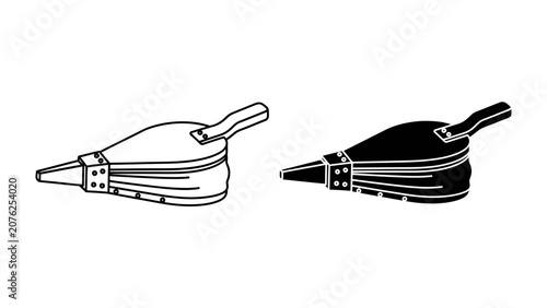 Schilderij op canvas Two Hand Bellows: A set of hand bellows, one outlined and one in silhouette, used to direct air flow