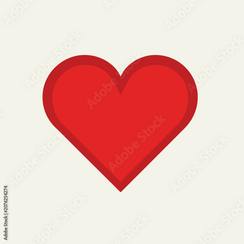 Vibrant red heart shape isolated on plain background.