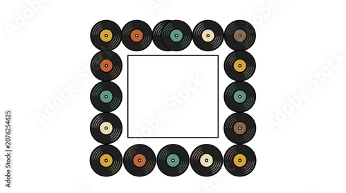 Vinyl Records Forming a Creative Picture Frame Design.