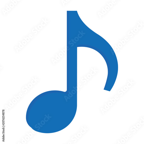 Fotografie Blue music note icon, eighth note vector, melodic sound symbol EPS