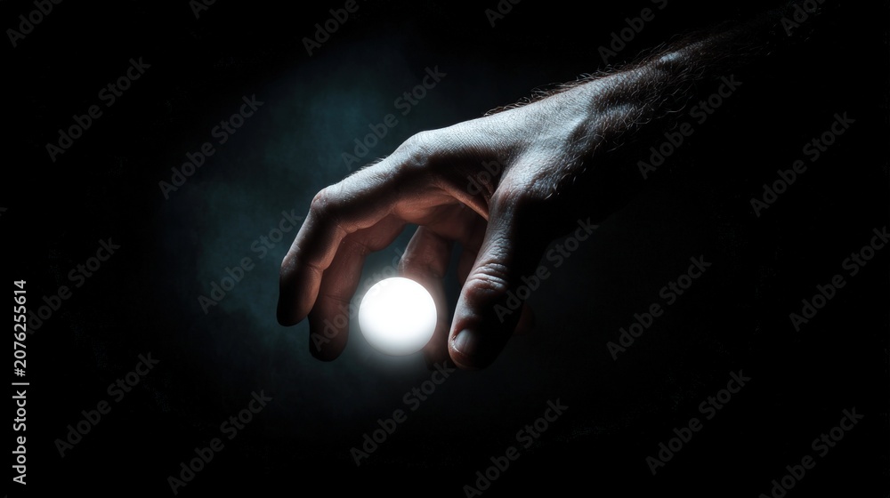 Obraz premium Hand holding glowing light sphere