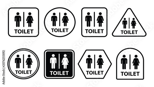 Konstfotografi Toilet signage featuring gender icons in diverse geometric shapes provides clear navigational guidance for public spaces