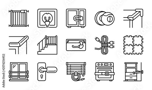 Home Renovation Icons, Building Elements Set, Interior Design Objects, Construction Vector Graphics