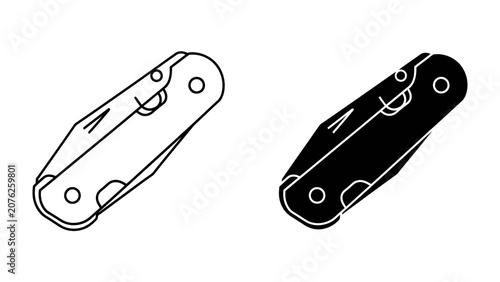 Canvastavla Pocket Knife Icons: Two minimalist icons of a pocket knife, one in outline and the other as a solid silhouette, representing portability and utility