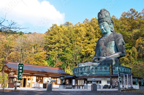 Photography Showa Daibutsu Great Buddha bronze statue at Seiryu-ji Temple in Aomori, Japan