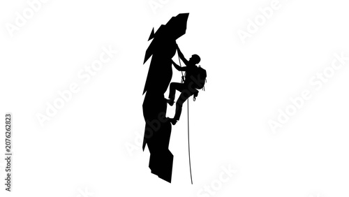 Photos Rock Climbing Silhouette: A dynamic silhouette captures the exhilarating moment of a rock climber ascending a sheer cliff face, highlighting the thrill of adventure and human endeavor