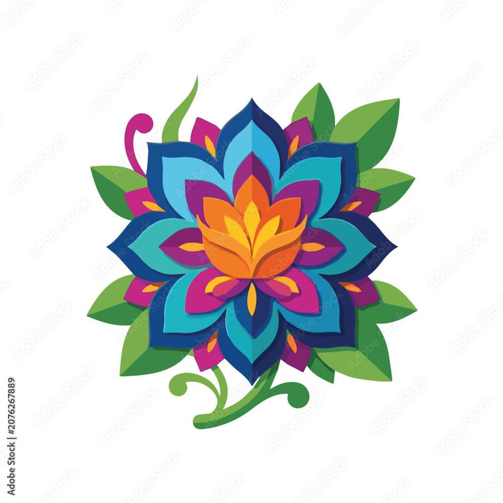 Fototapeta premium Vibrant colorful flower mandala design.