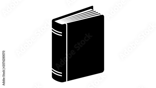 Fotografía Classic Hardcover Book Silhouette: A minimalist black silhouette of a classic hardcover book, symbolizing knowledge, learning, and literature