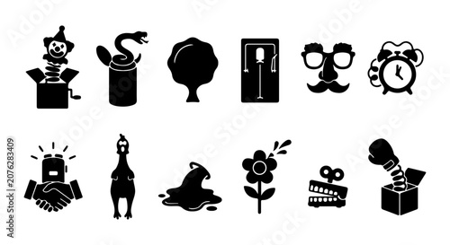 Foto Surprise Icons: Jack-in-the-Box, Snake, Tree, Glasses, Alarm Clock, Flower, Boxi
