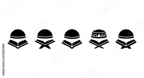 Fotografía Islamic Holy Book Icons, Quran Symbols, Religious Vector Graphics, Muslim Cultur