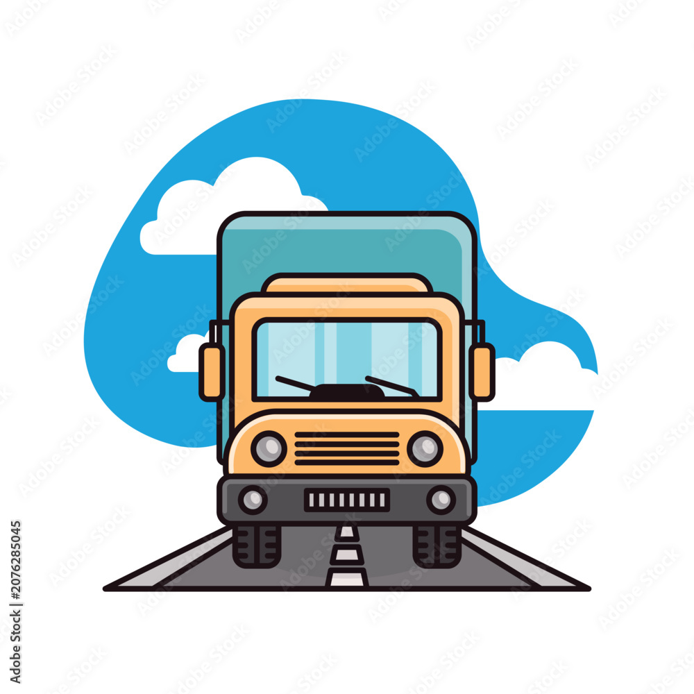 Fototapeta premium Heavy Duty Delivery Truck Vector Illustration for Logistics and Transportation