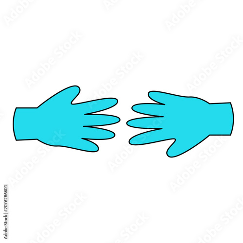 Two Blue Hands Reaching Toward Each Other Vector Icon