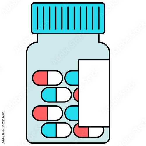 Prescription Pill Bottle with Capsules Illustration