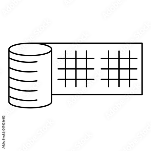 Mesh Roll Icon and Construction Tape Line Art Illustration