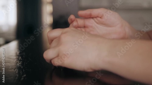 Woman Removing Wedding Ring Cheating Breakup Concept Close Up Female Hands