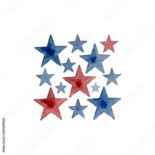 Watercolor illustration of a USA star