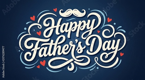 Elegant happy fathers day greeting card with white cursive typography