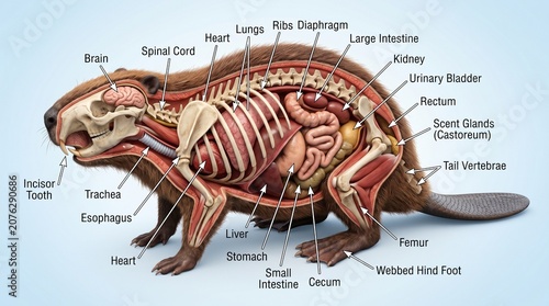 Eurasian Beaver Internal Anatomy Diagram