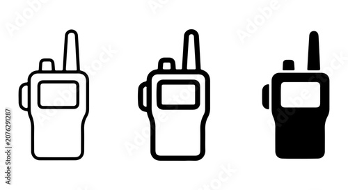 Fotografie Walkie Talkie Icons, Two-Way Radio Vector Graphics, Portable Communication Devic