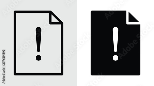 Important document warning icon set in line and solid styles with document exclamation attention important information graphics