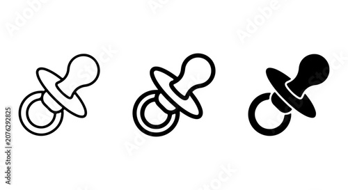 Schilderij op canvas Baby Pacifier Icons, Soothing Nipple Symbols, Infant Soother Vector Graphics, Ne