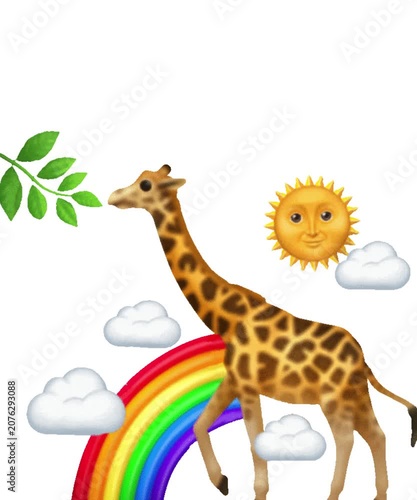 giraffe with rainbow