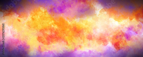 Abstract Vibrant Orange and Purple Cloud Texture Background with Painterly Smoke Effect

